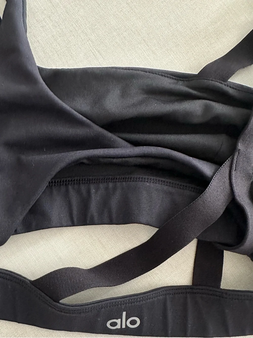 ALO Yoga Black Asymmetric Double-Strap Sports Bra
